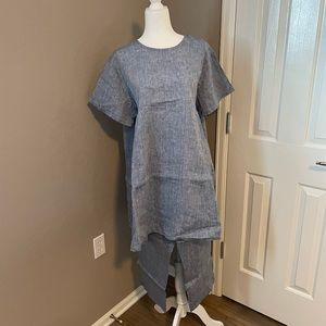 Bryn Walker-Capri Pant-Large-Chambray Linen-Made in the USA brand